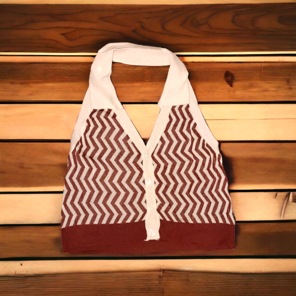 NWOT Halter Collar Crop Top Sweater, Size L (US 8/10)